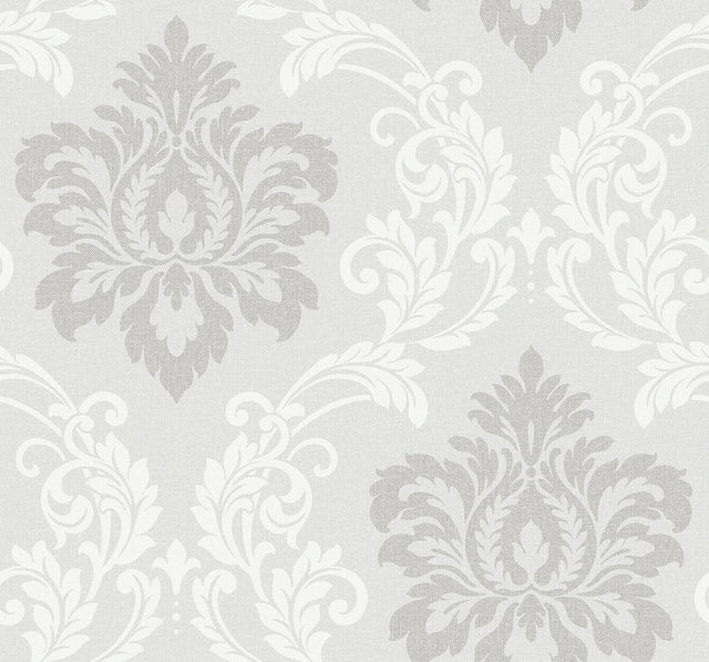 Seabrook Deco Damask Cool Mist Wallpaper