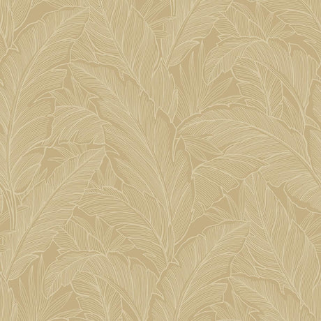 Seabrook Deco Banana Leaf Old Gold Wallpaper