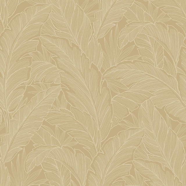 Seabrook Deco Banana Leaf Old Gold Wallpaper