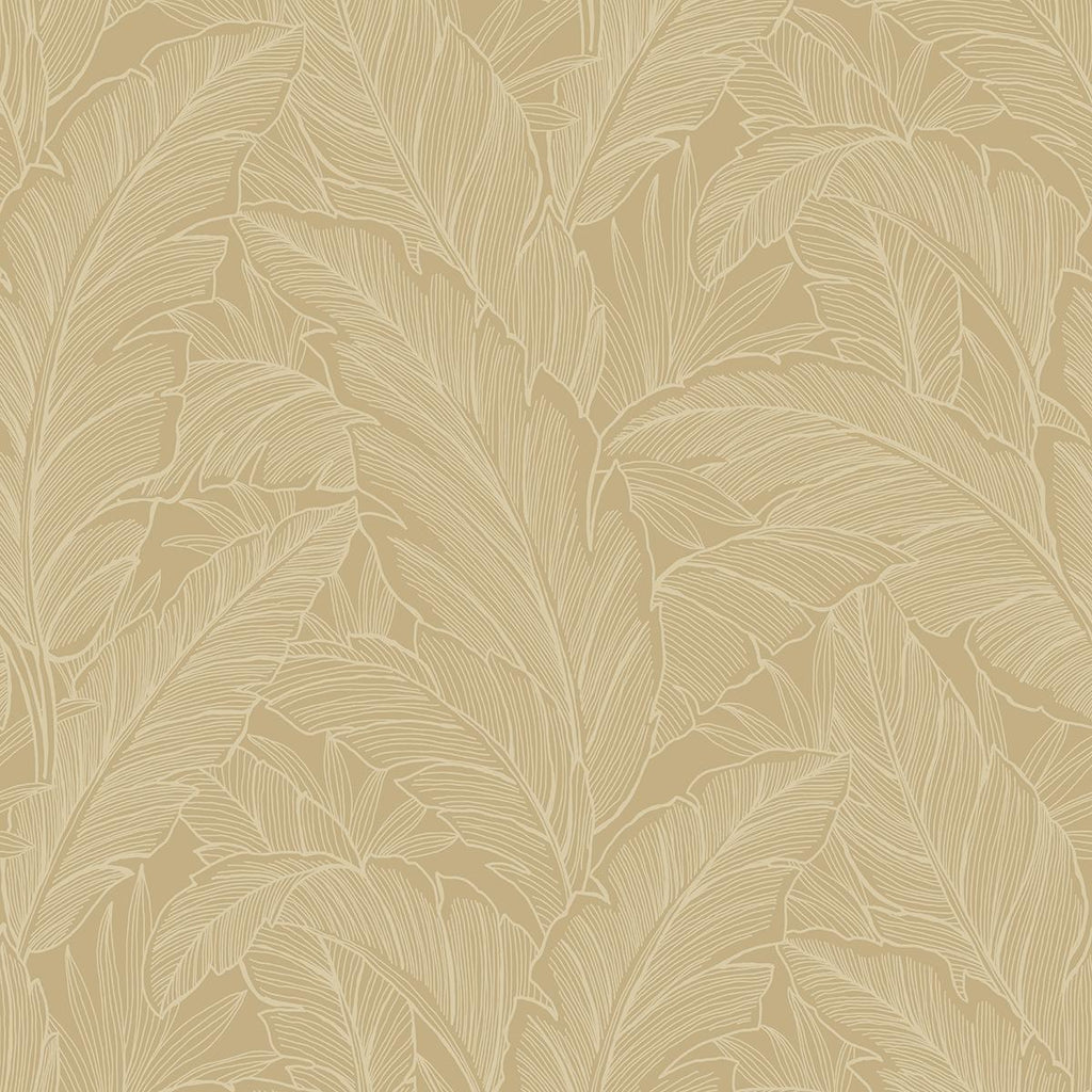 Seabrook Deco Banana Leaf Gold Wallpaper