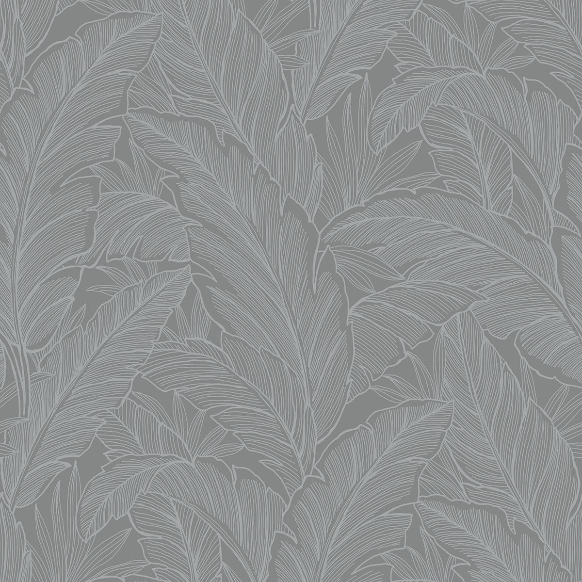 Seabrook Deco Banana Leaf Slate Wallpaper
