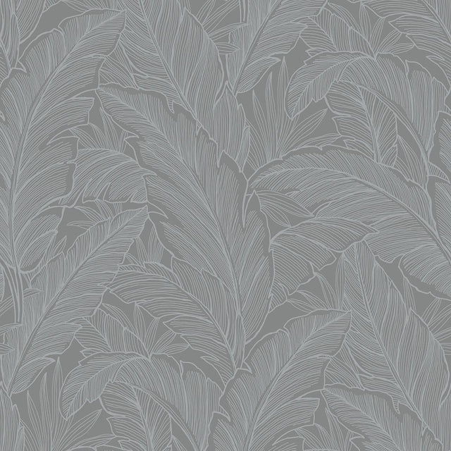 Seabrook Deco Banana Leaf Slate Wallpaper