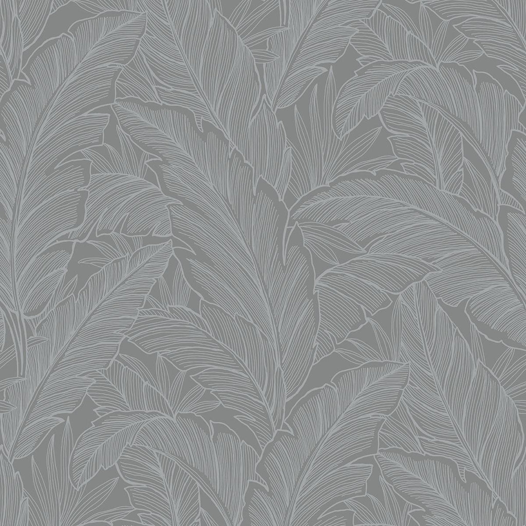 Seabrook Deco Banana Leaf Grey Wallpaper