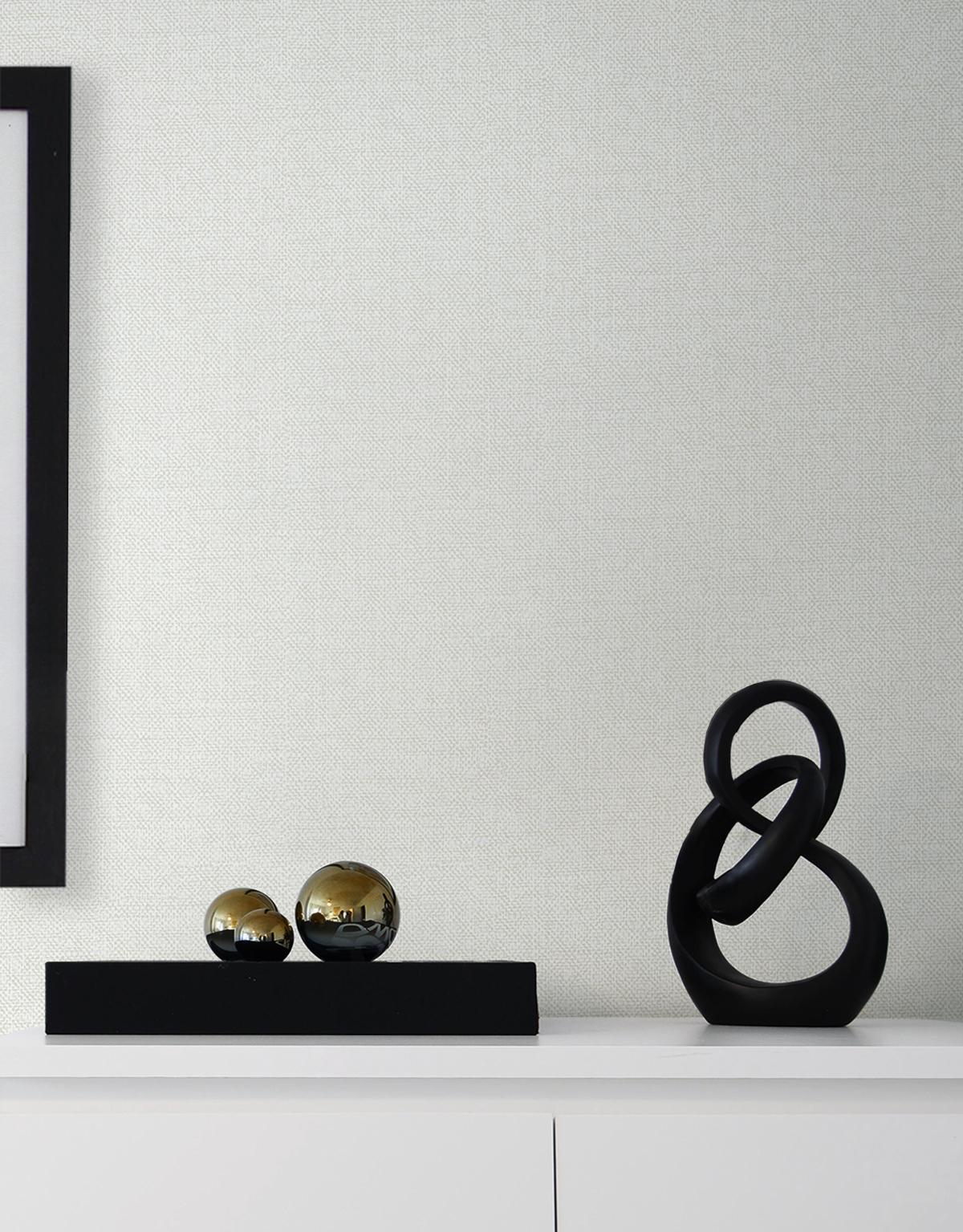 Seabrook Deco Linen Off-White Wallpaper