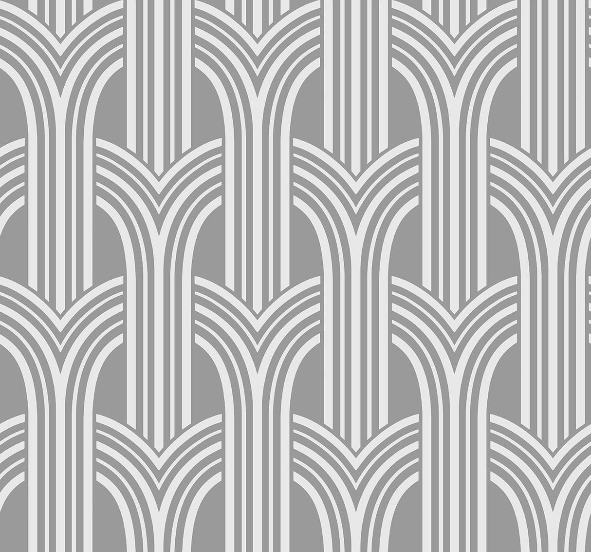 Seabrook Deco Arches Metallic Silver Wallpaper