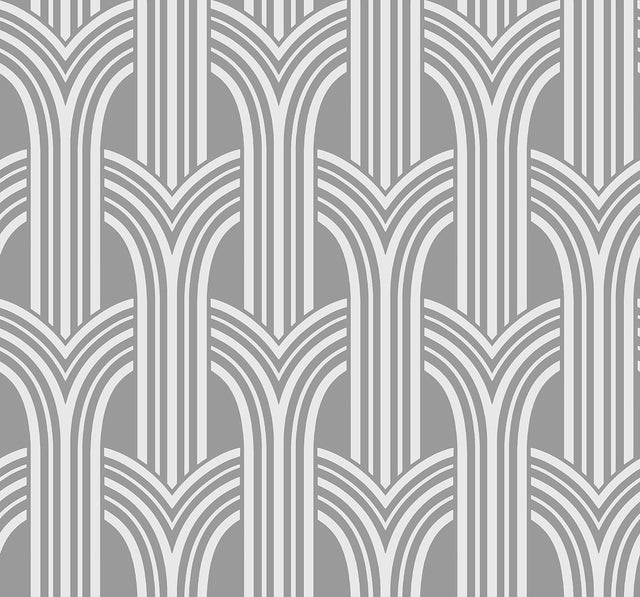 Seabrook Deco Arches Metallic Silver Wallpaper