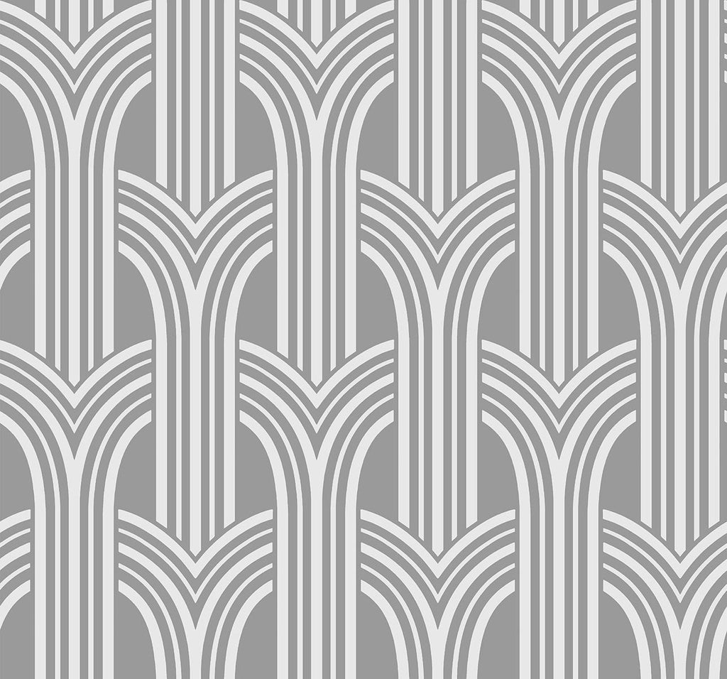Seabrook Deco Arches Metallic Silver Wallpaper