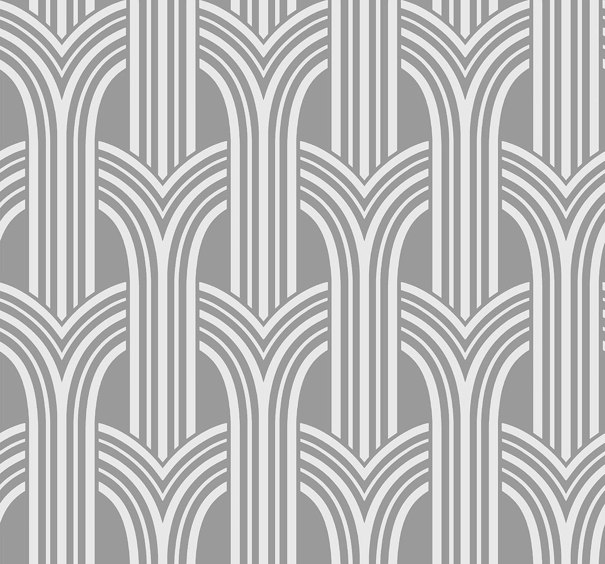 Seabrook Deco Arches Silver Wallpaper