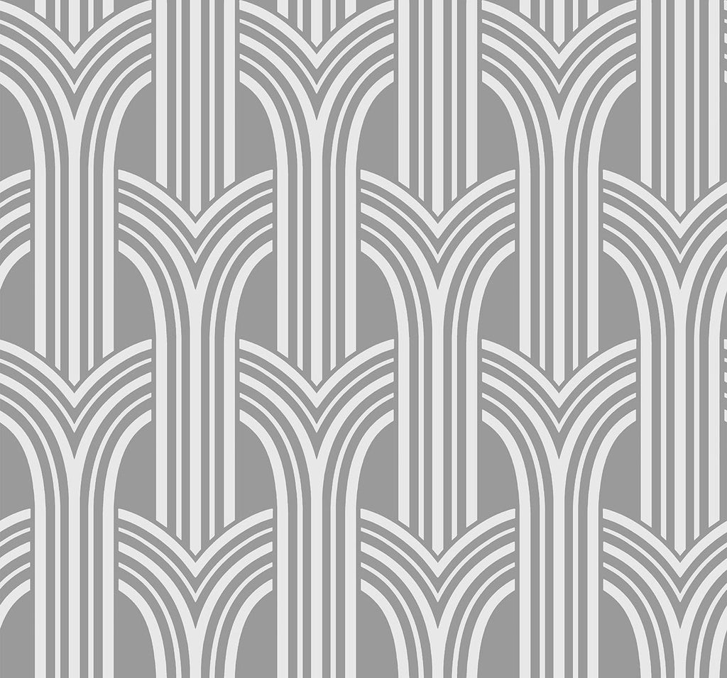 Seabrook Deco Arches Silver Wallpaper
