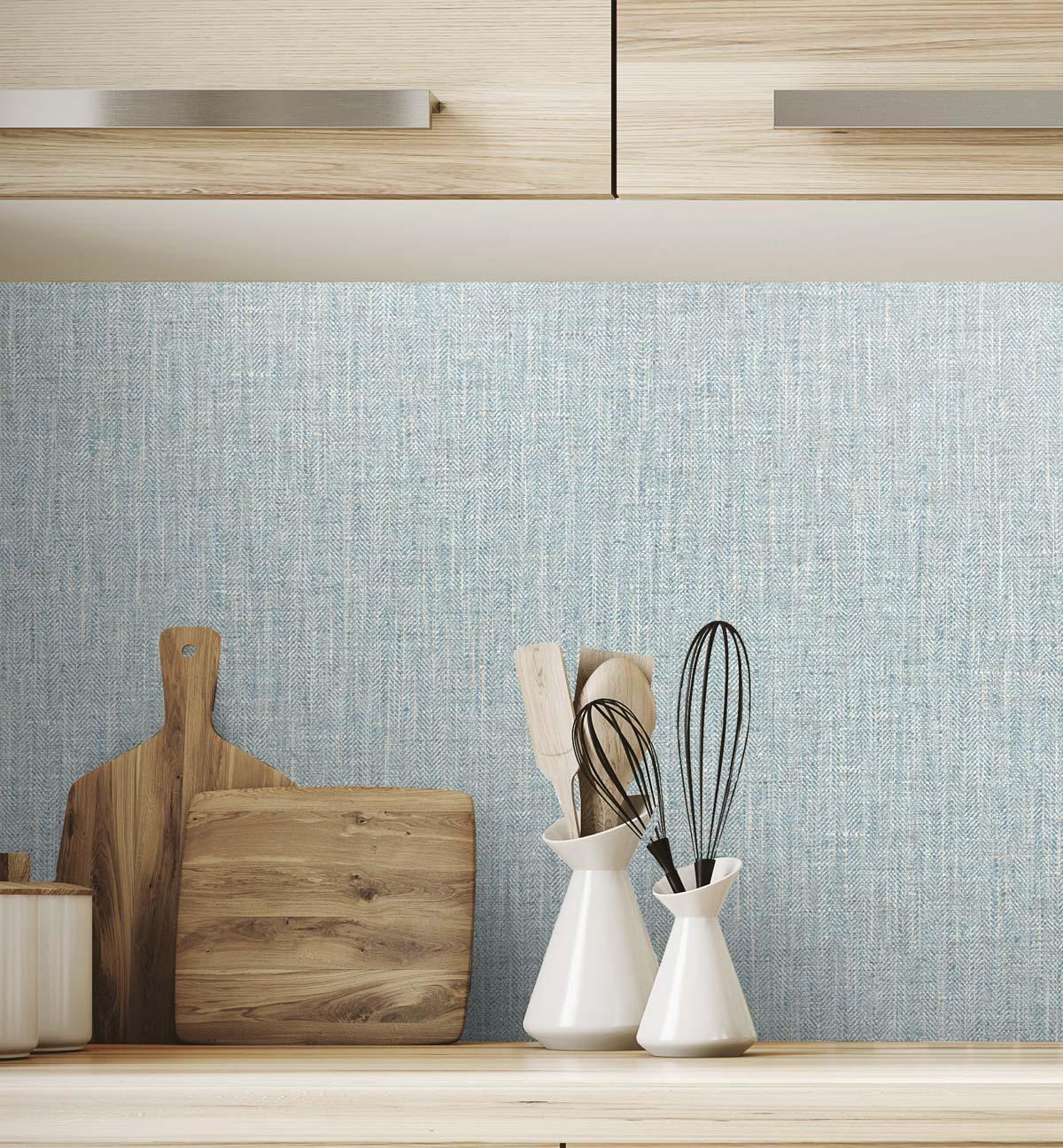 Seabrook Tweed Blue Wallpaper