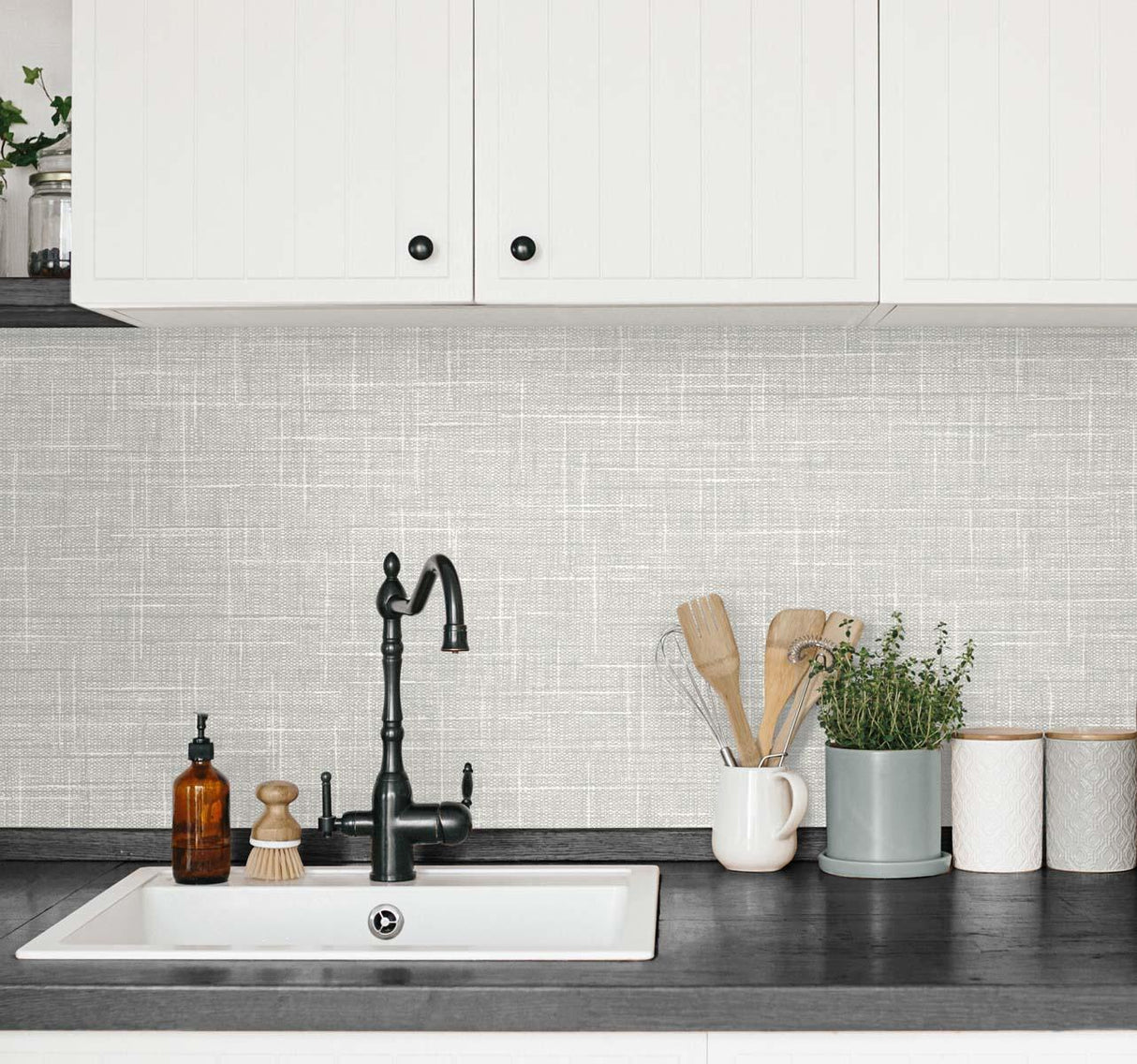 Seabrook Grasmere Weave Grey Wallpaper