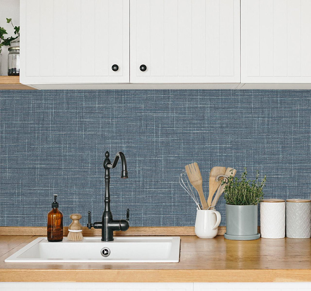 Seabrook Grasmere Weave Blue Wallpaper