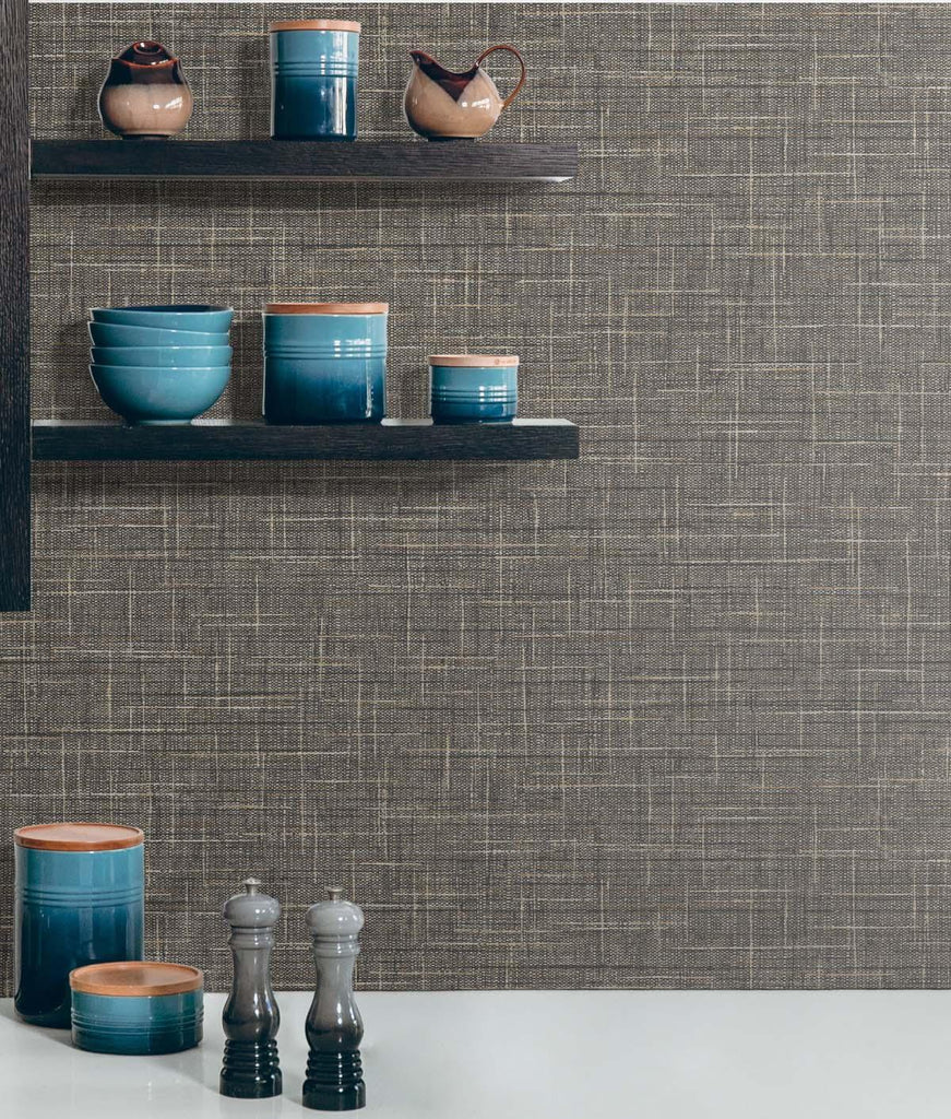 Seabrook Grasmere Weave Brown Wallpaper
