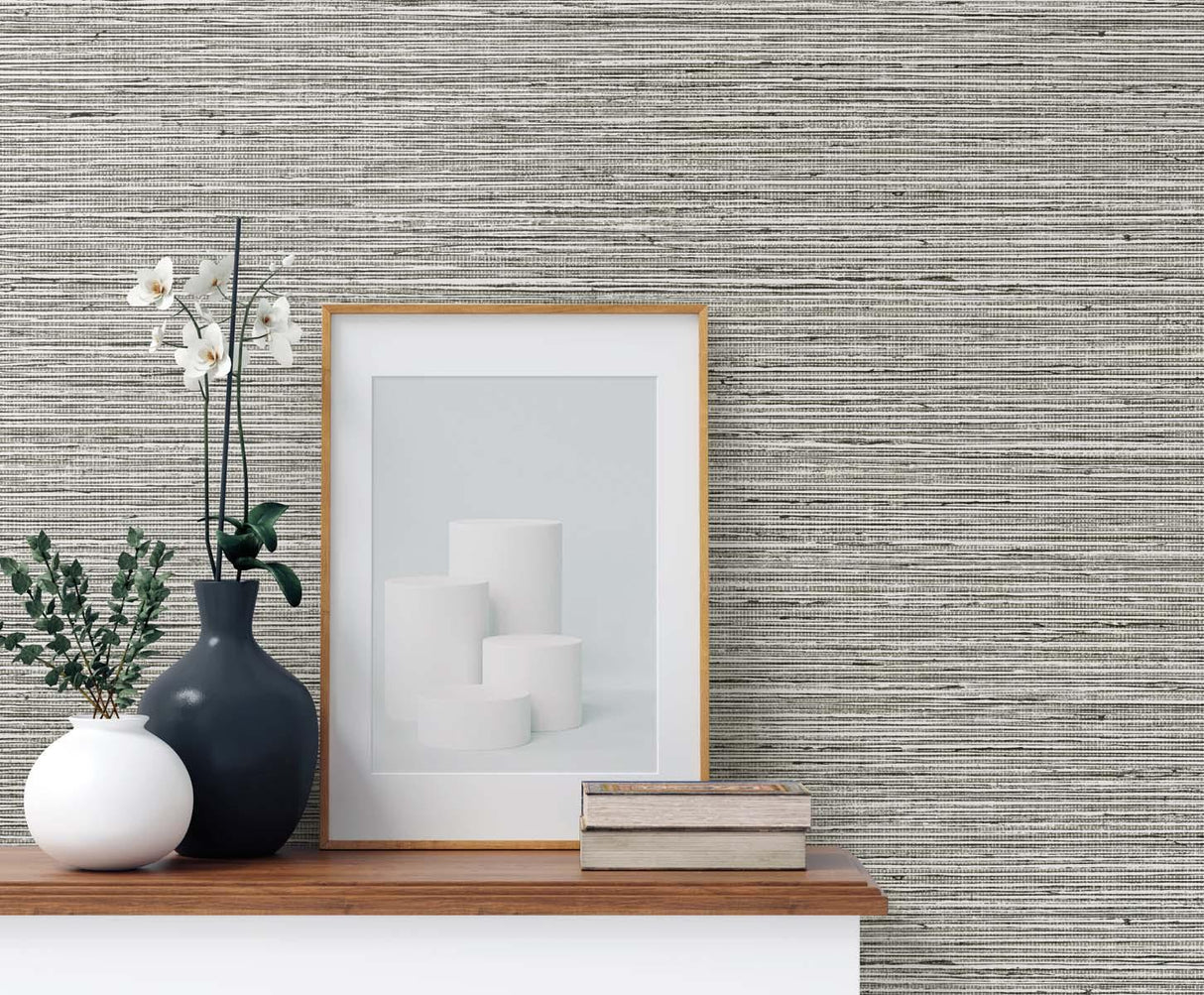 Seabrook Edmond Faux Sisal Black & White Wallpaper