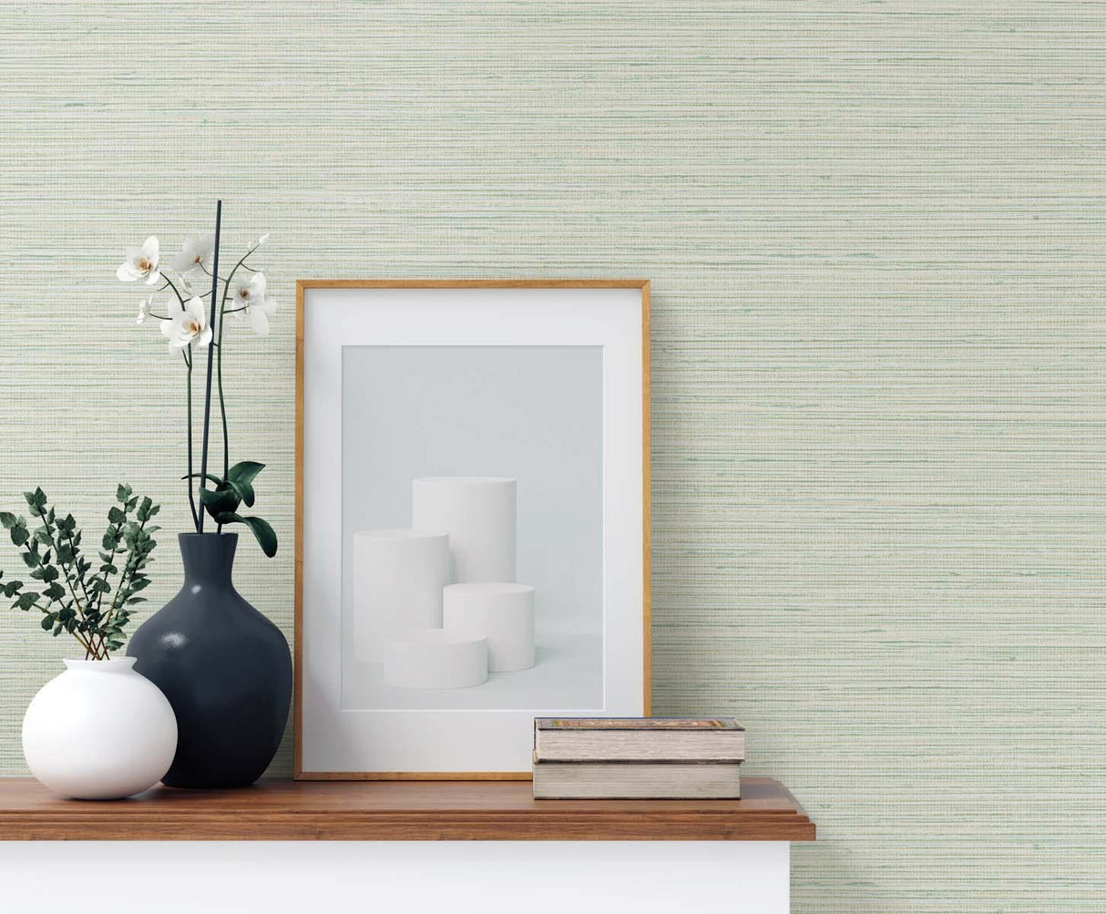 Seabrook Edmond Faux Sisal Green Wallpaper