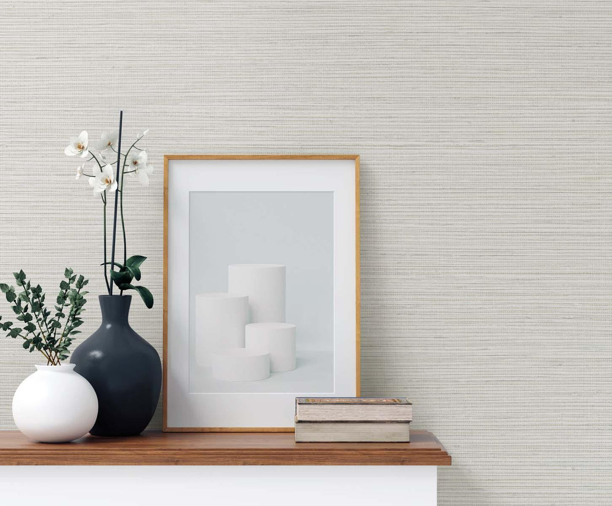 Seabrook Edmond Faux Sisal White Wallpaper