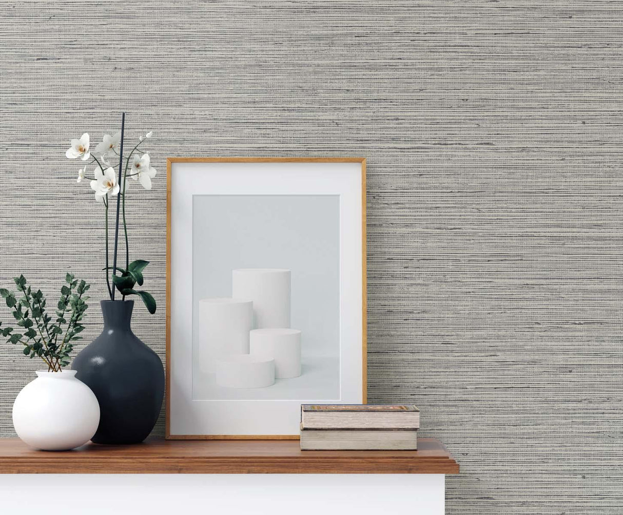 Seabrook Edmond Faux Sisal Grey Wallpaper