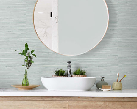 Seabrook Marion Faux Arrowroot Blue Wallpaper