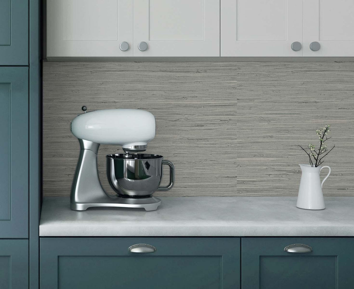 Seabrook Marion Faux Arrowroot Grey Wallpaper