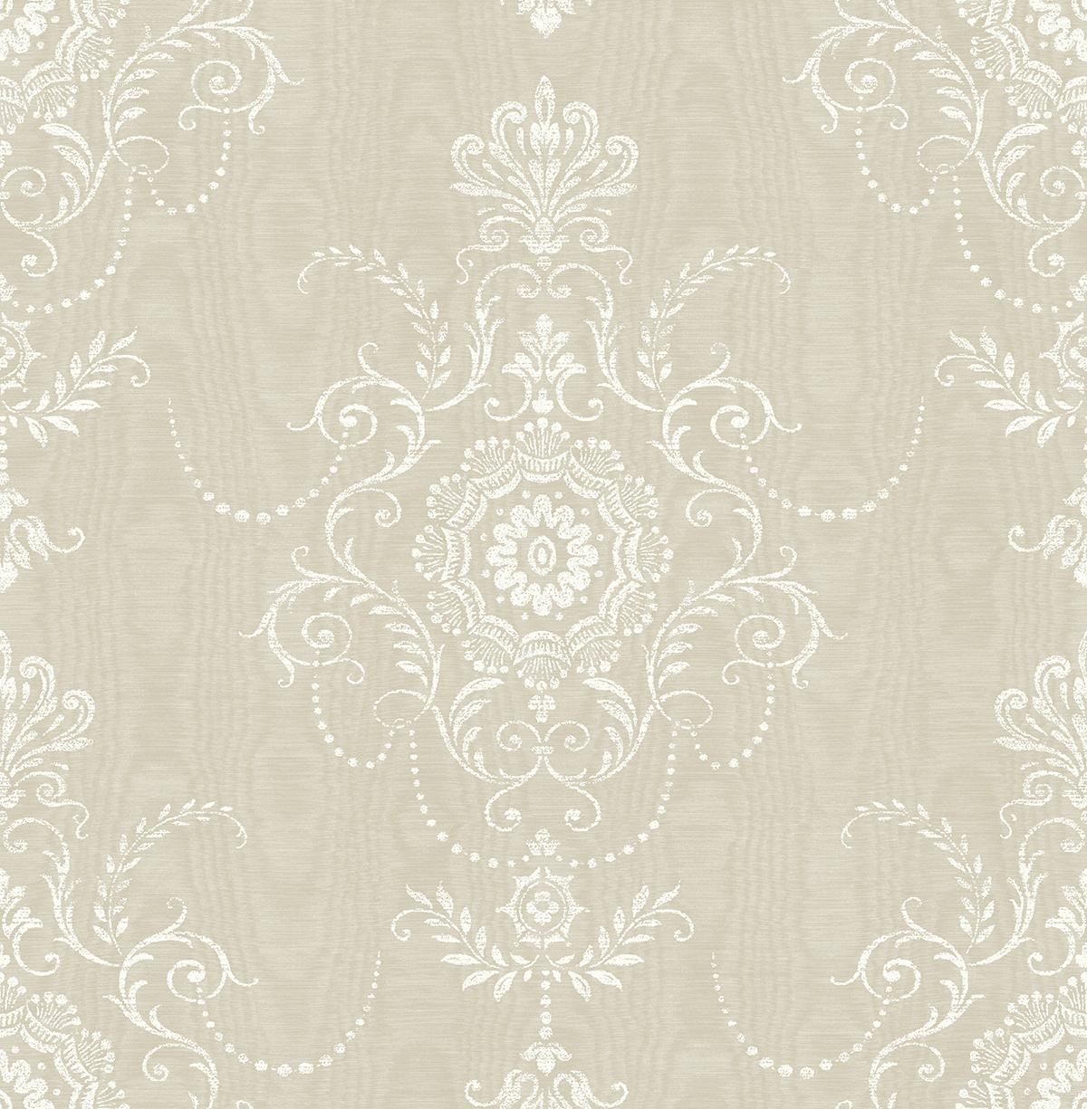 Seabrook Colette Cameo Fog Wallpaper