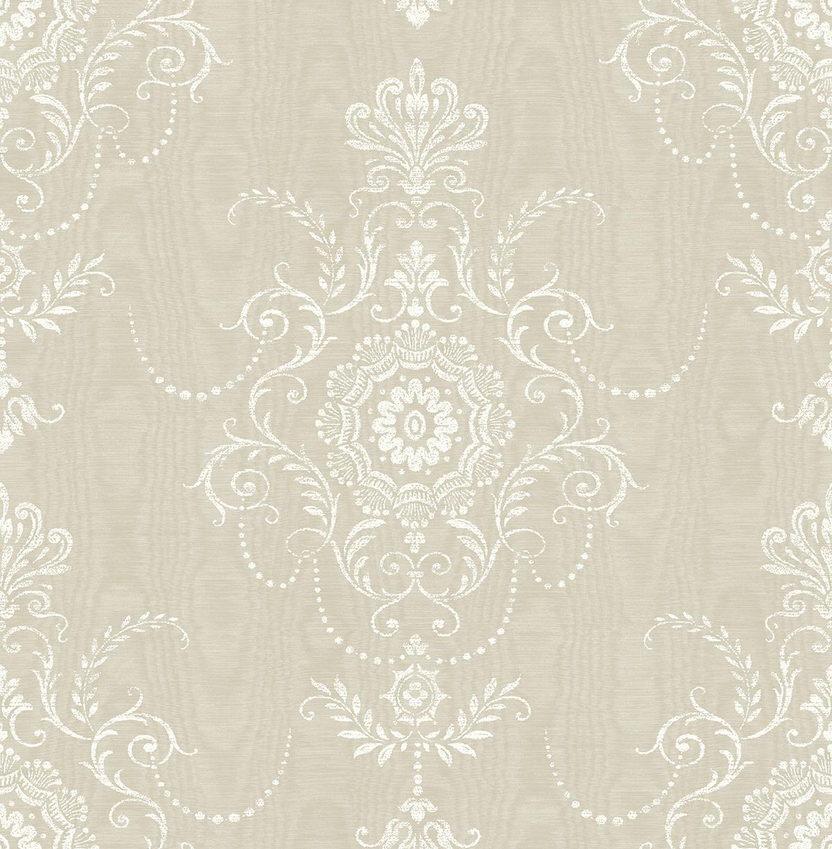 Seabrook Colette Cameo Beige Wallpaper