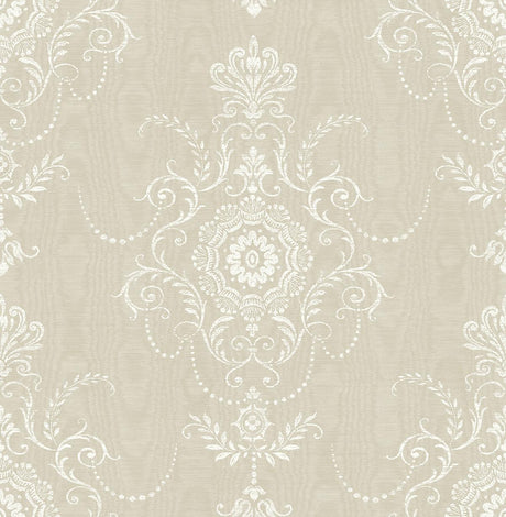 Seabrook Colette Cameo Beige Wallpaper