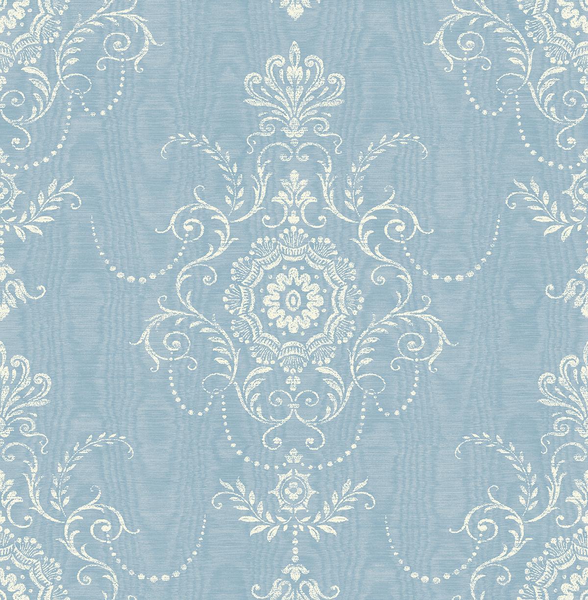 Seabrook Colette Cameo Bleu Bisque Wallpaper