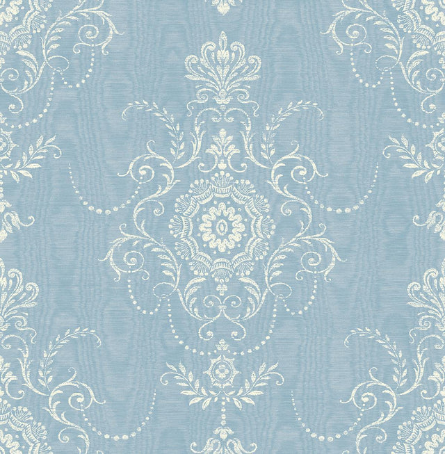 Seabrook Colette Cameo Bleu Bisque Wallpaper
