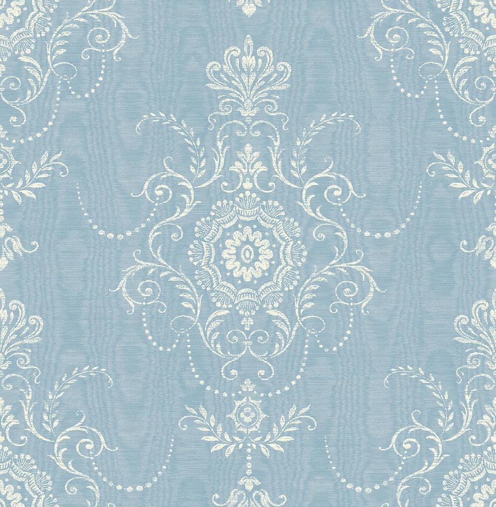 Seabrook Colette Cameo Bleu Bisque Wallpaper