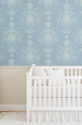 Seabrook Colette Cameo Blue Wallpaper