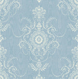 Seabrook Colette Cameo Blue Wallpaper