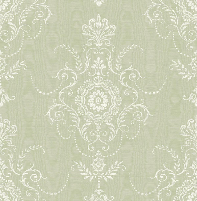 Seabrook Colette Cameo Washed Green Wallpaper