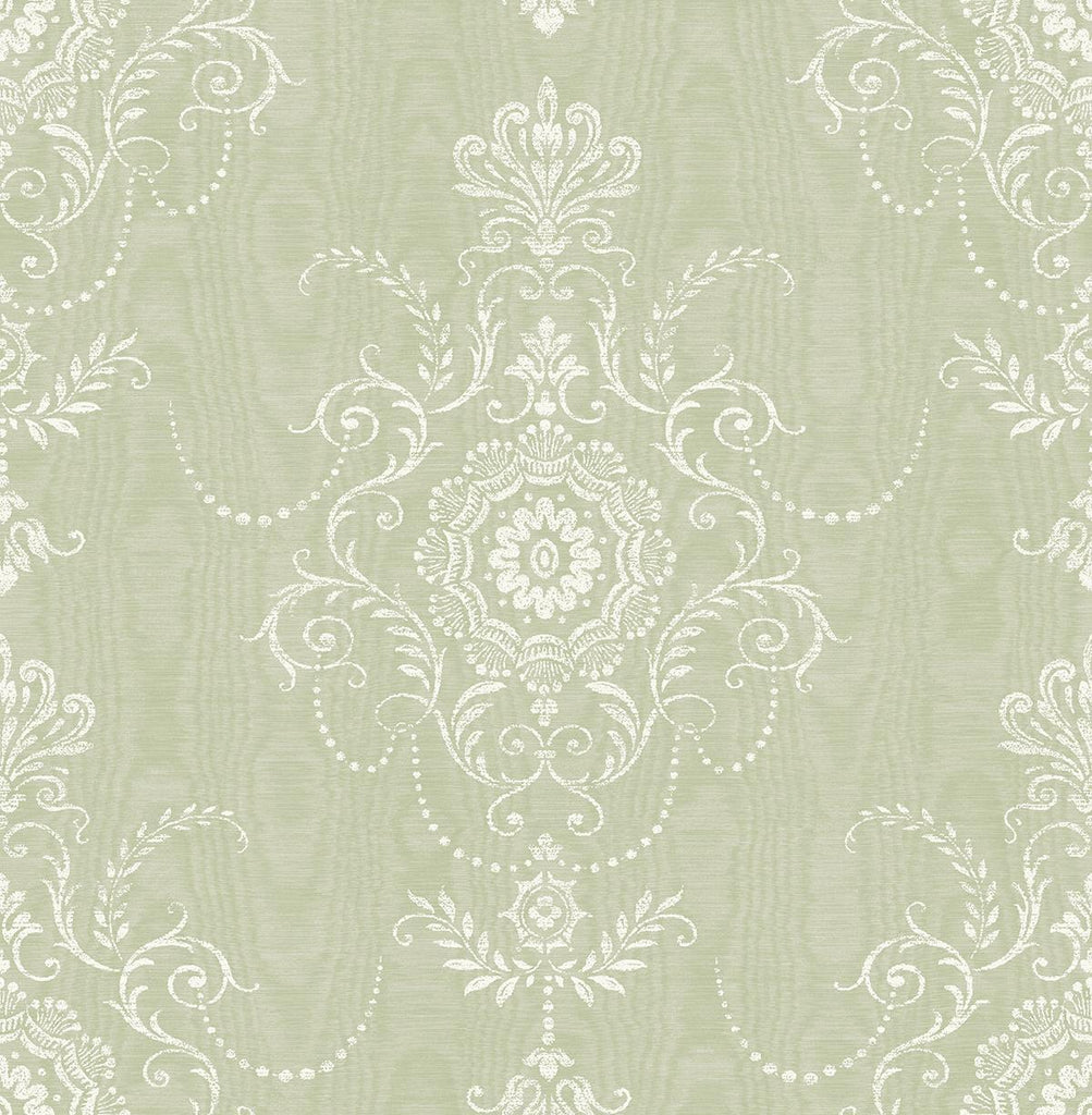 Seabrook Colette Cameo Washed Green Wallpaper