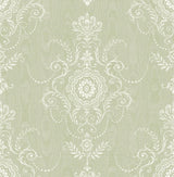 Seabrook Colette Cameo Green Wallpaper