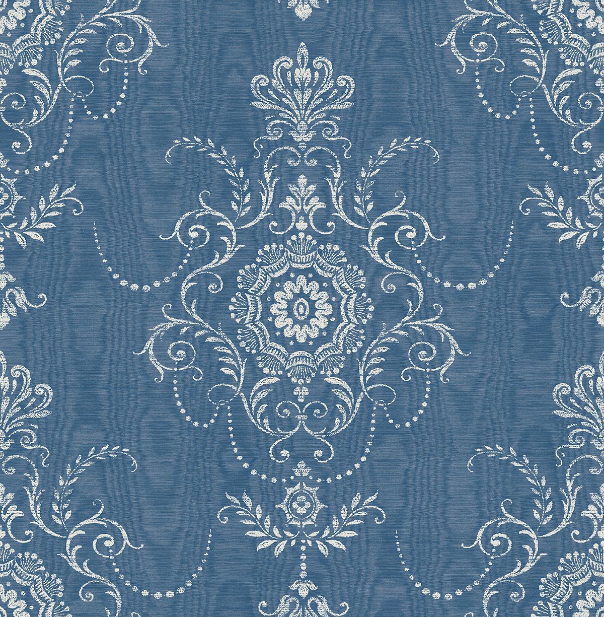 Seabrook Colette Cameo French Blue Wallpaper