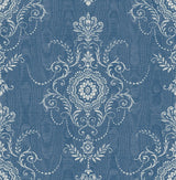 Seabrook Colette Cameo French Blue Wallpaper