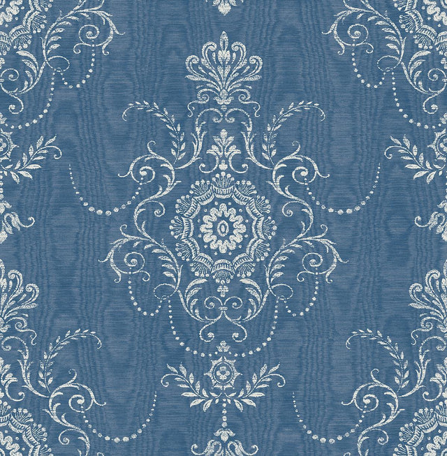 Seabrook Colette Cameo French Blue Wallpaper