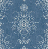 Seabrook Colette Cameo Blue Wallpaper