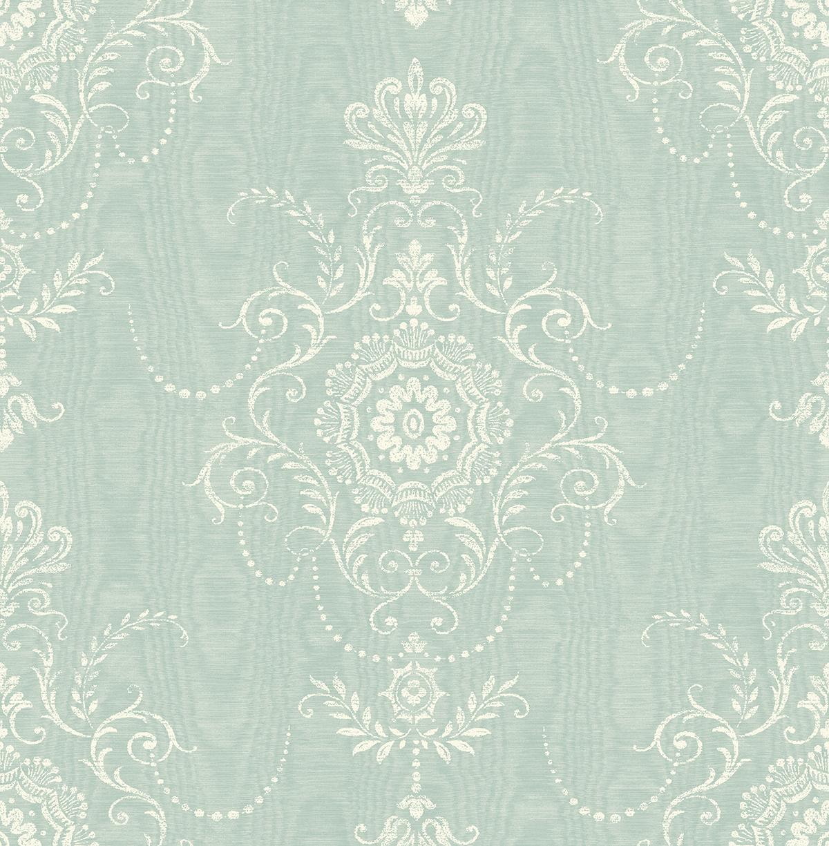 Seabrook Colette Cameo Blue Wallpaper
