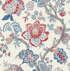 Seabrook Bernadette Jacobean French Blue & Antique Ruby Wallpaper