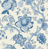 Seabrook Bernadette Jacobean French Blue Wallpaper