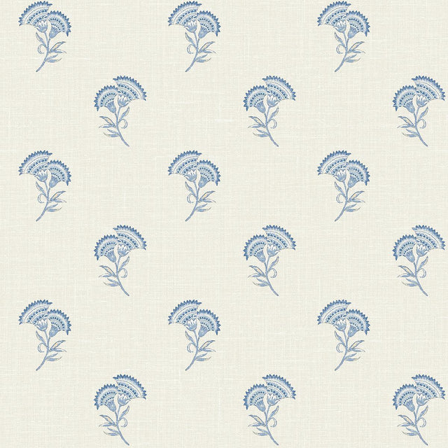 Seabrook Lotus Branch Floral French Blue Wallpaper