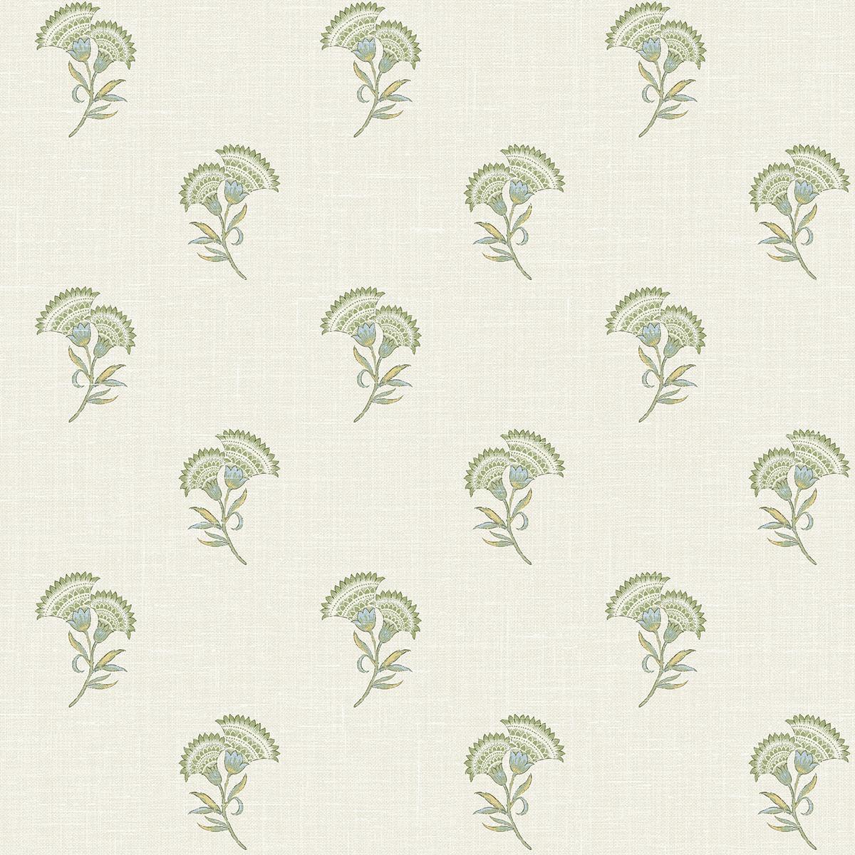 Seabrook Lotus Branch Floral Washed Green & Herb Wallpaper