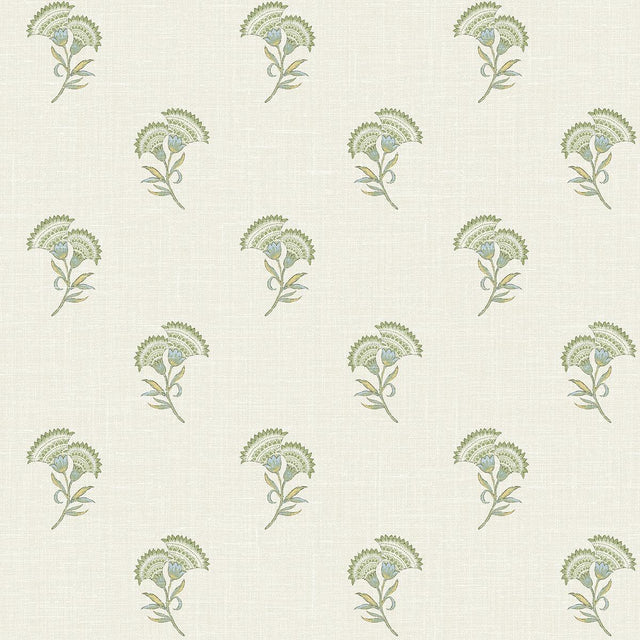 Seabrook Lotus Branch Floral Washed Green & Herb Wallpaper