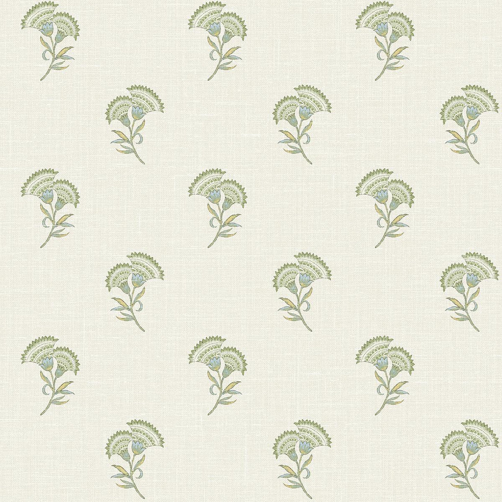Seabrook Lotus Branch Floral Green Wallpaper