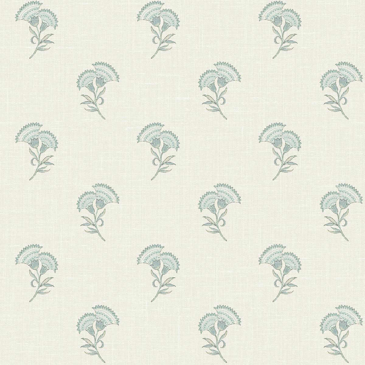 Seabrook Lotus Branch Floral Minty Meadow & French Grey Wallpaper