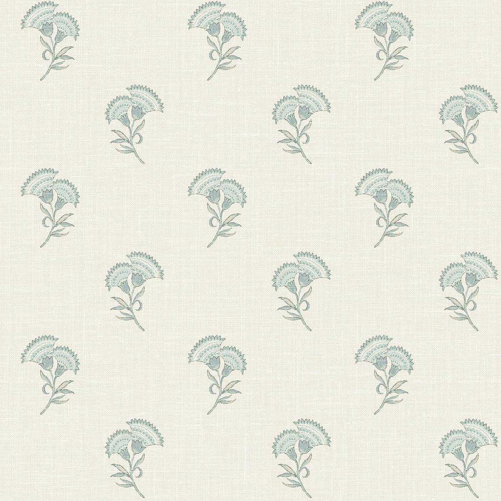 Seabrook Lotus Branch Floral Minty Meadow & French Grey Wallpaper