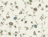 Seabrook Florale Trail Greige & Blue Bell Wallpaper