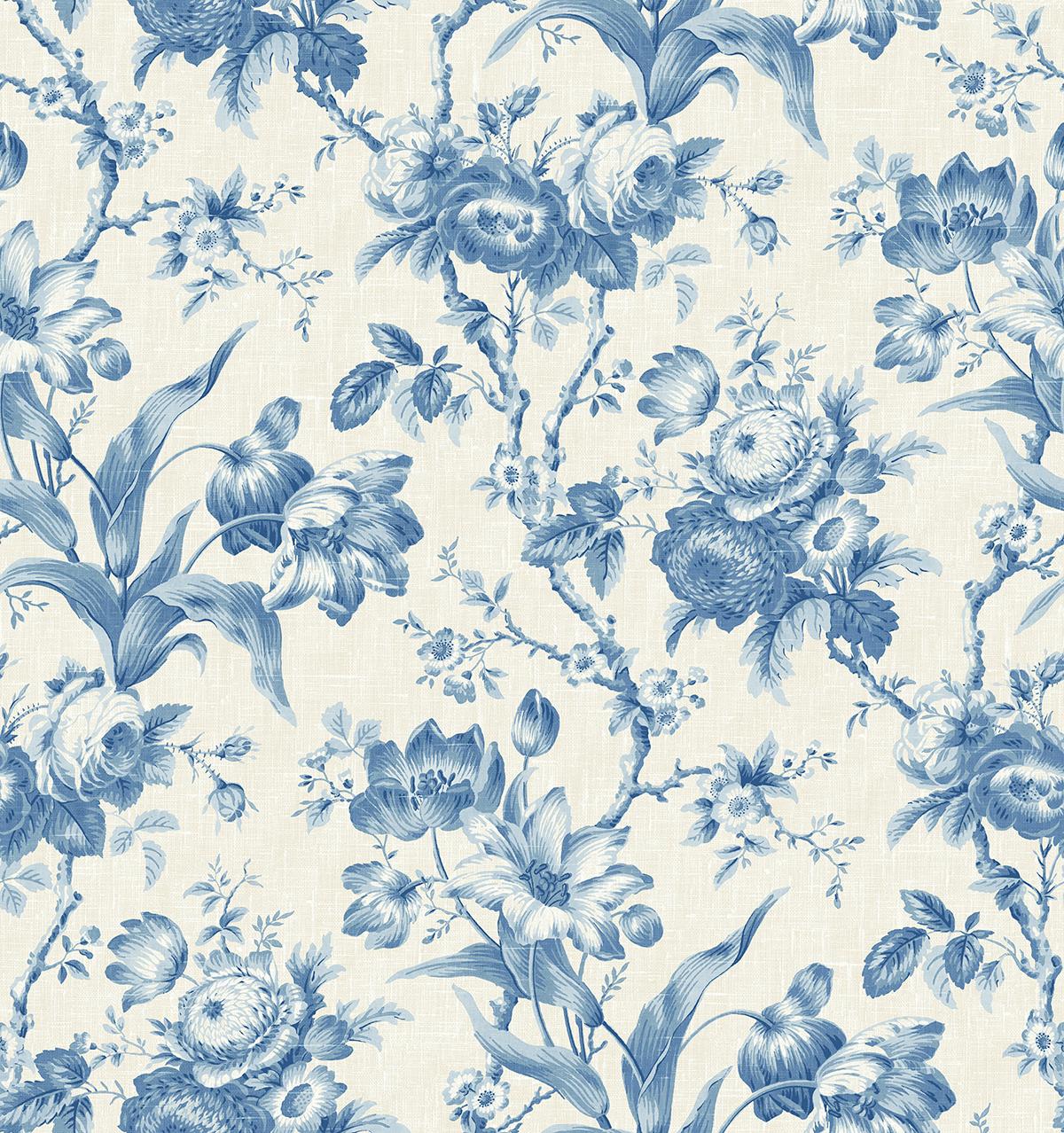 Seabrook En Rose Blue Wallpaper