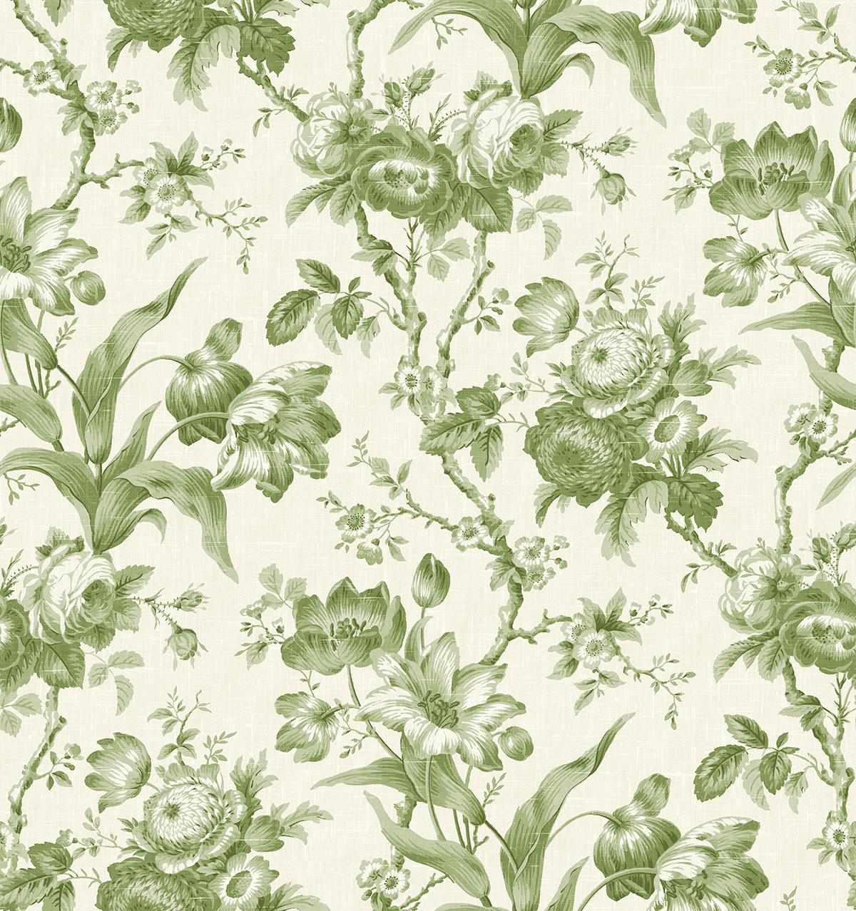Seabrook En Rose Green Wallpaper